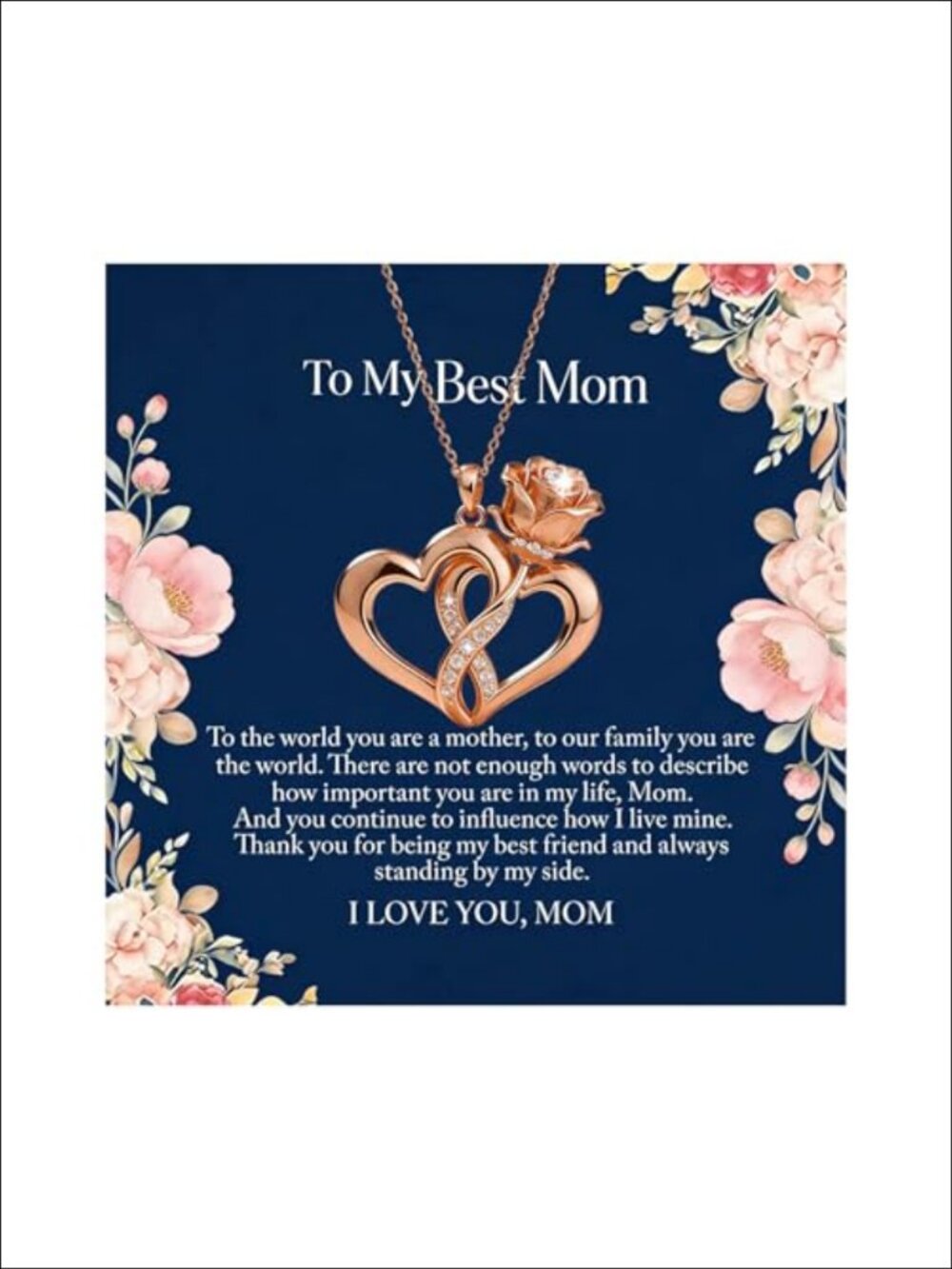 Dainty Heart Pendant Necklace with Birthday Gift Card Mom Gift